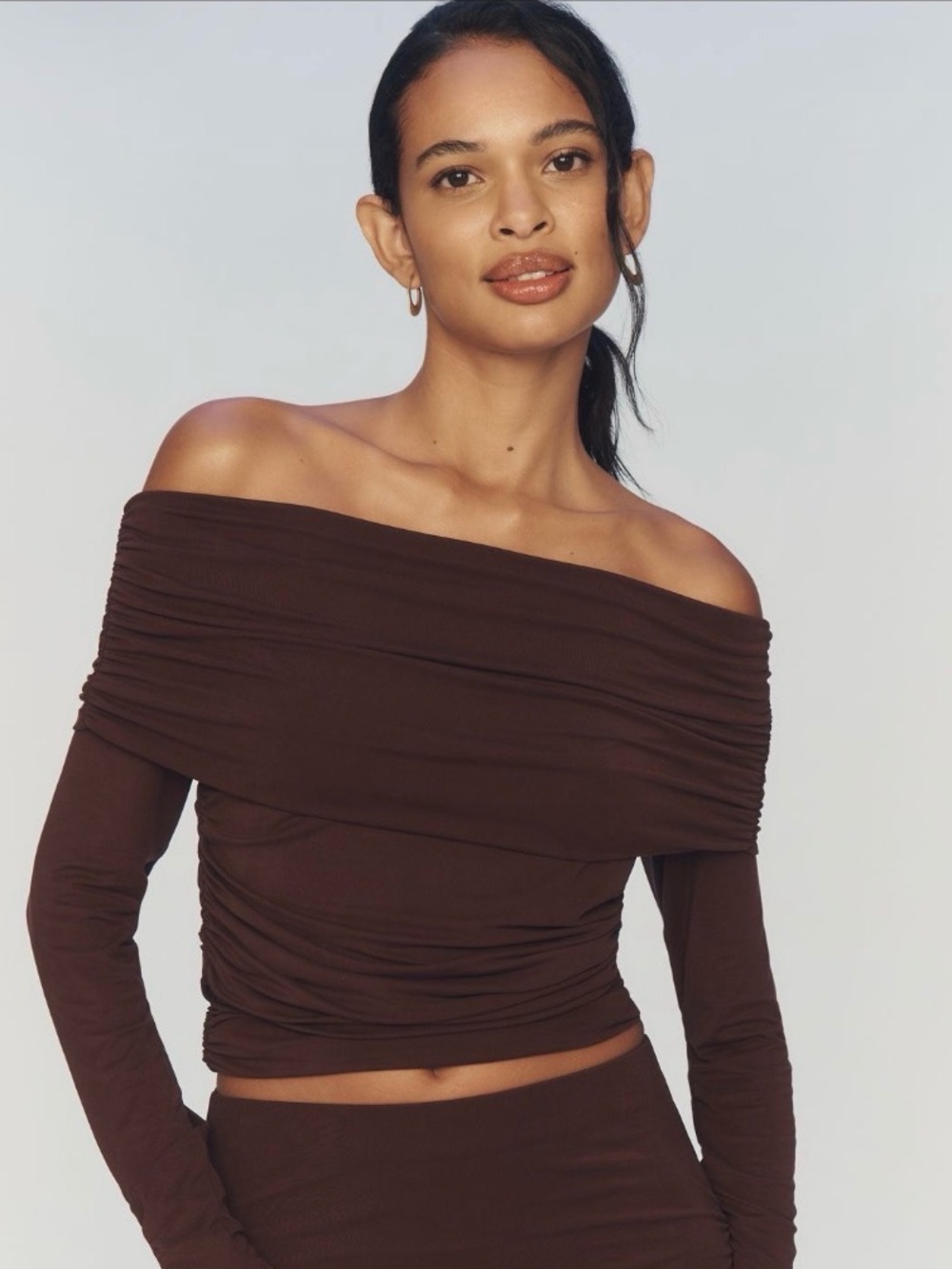 Pilcro Knit Top in Chocolate Brown
